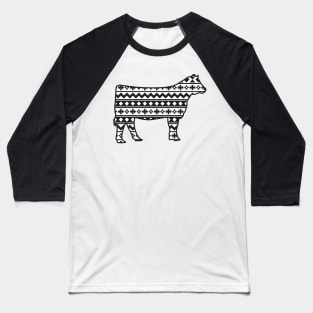 Livestock Show Heifer with Southwest Pattern Baseball T-Shirt